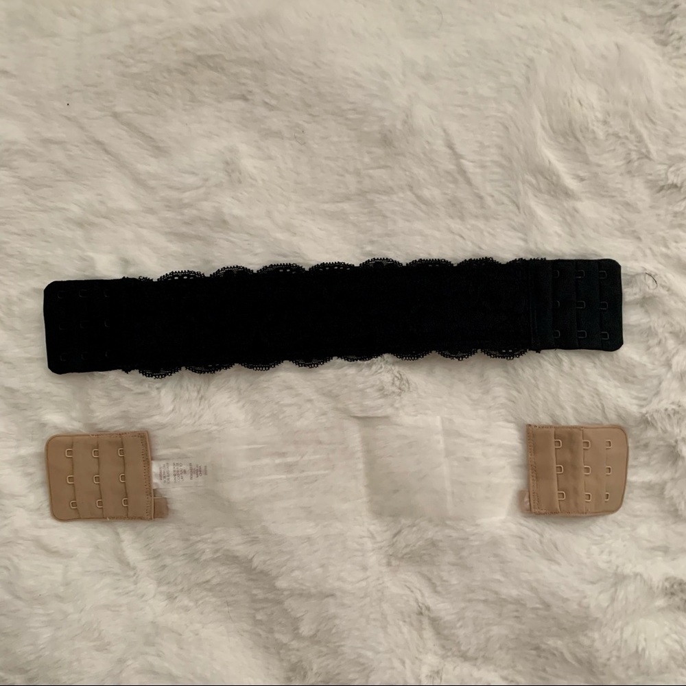 The Bra Lab back bands black lace clear set of 2